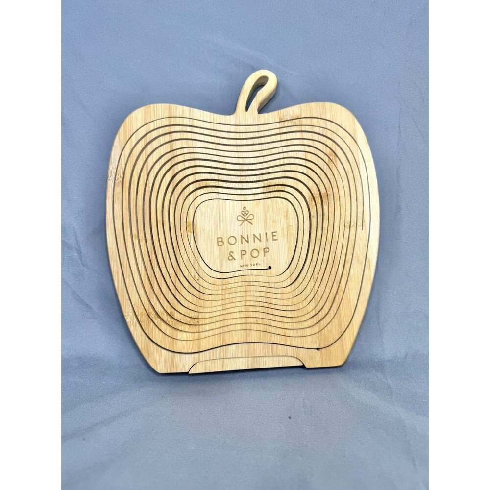Bonnie & Pop NY Wood Collapsible Apple Folding Fruit Basket Bowl Folds Flat